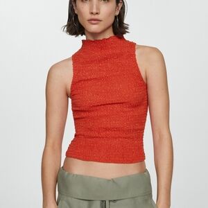Mango Ruched Sleeveless Top